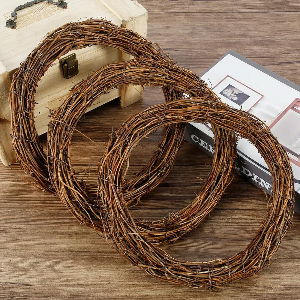 DIY Floral Wreath Round Natural Rattan Ring Christmas Garland Hanging Ornament Wedding Decoration Home Decor