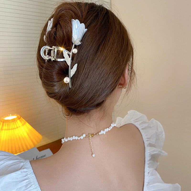 Linzna Tulip Hologram Pearl Updo Hair Clip