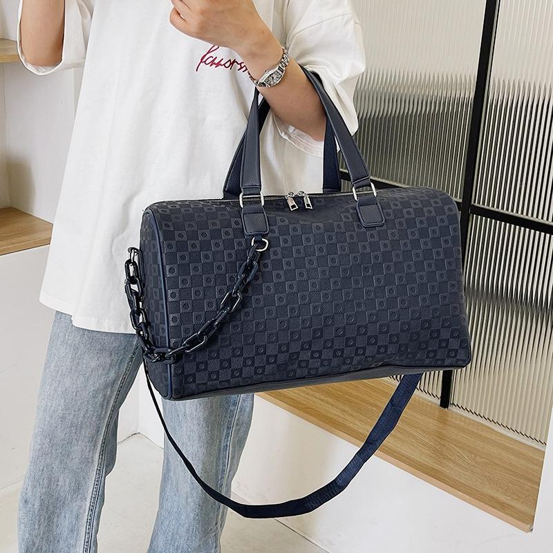 Geantă de mână la modă, simplă și atmosferică, de călătorie, cu capacitate mare, decorată cu lanț, Sac de depozitare pentru haine de casă