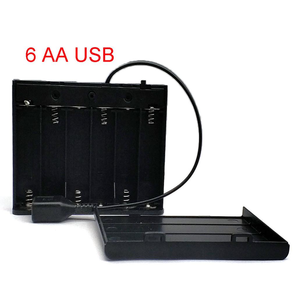 AA-Batteriehalter USB AA-Batteriebox AA-Batteriefach mit USB-Stromanschluss mit Deckel mit Schalter mit 2/3/4/6/8 Steckplätzen DIY