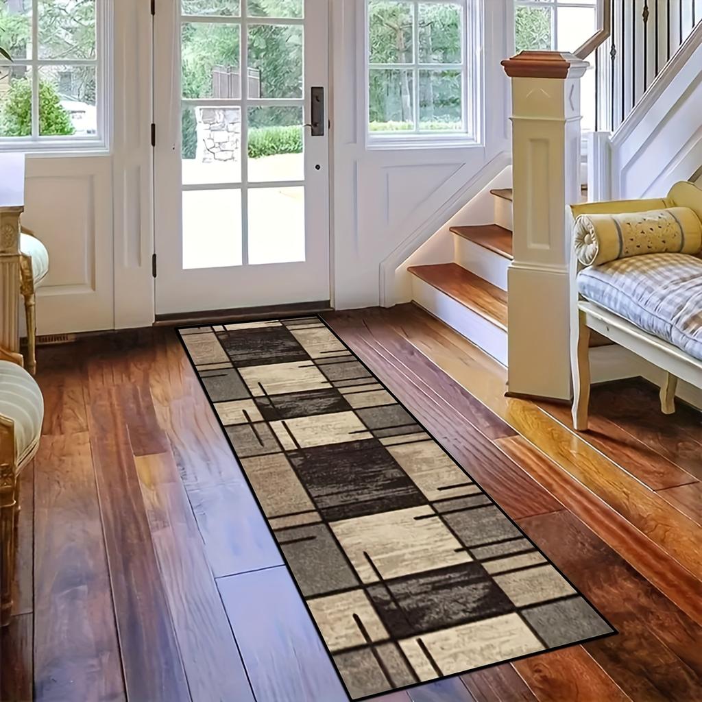 Modern Geometric Corridor Long Strip Carpet, Anti-Slip And Washable Floor Mat, Entrance Hall, Living Room Home Decoration