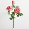 Scorched Edge 3-Head Artificial Rose, Retro Style Fake Flower for Home and Wedding Decoration, Photography Prop.