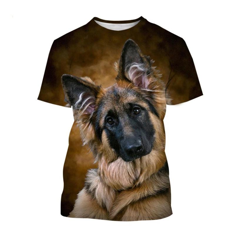 Animal German Shepherd 3D Print T-Shirts Summer Men Women Short Sleeve Dog T Shirt Oversized Harajuku Tees Tops Kids