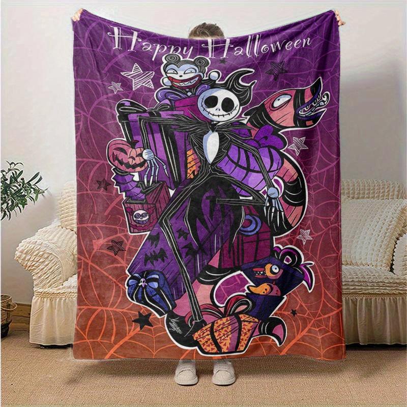 1pc, Happy Halloween Home Decor Gift: Cozy Flannel Blanket for Bedroom, Living Room, Travel, Camping, Car