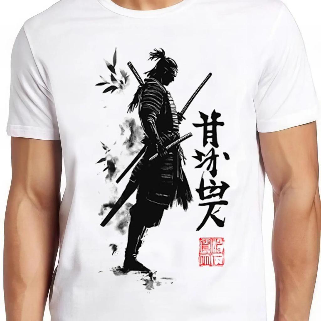 Japanese Ink Art Samurai Ronin Bushido Print Casual Fashion T Shirt Vintage Versatile Graphic Slightly Fashion