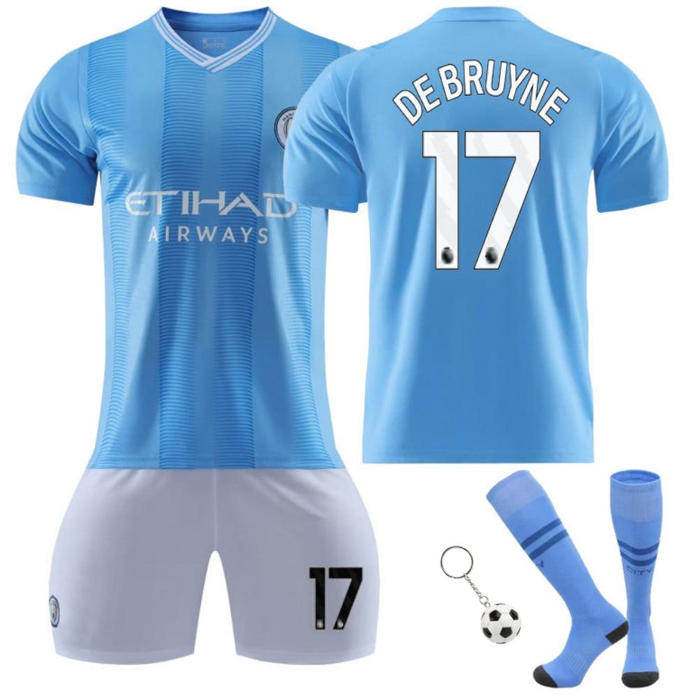 Kids Sports Equipment Man City De Bruyne Football Jersey 2023/2024 Season Party Chili® Polyester Blue Children's Day Gift