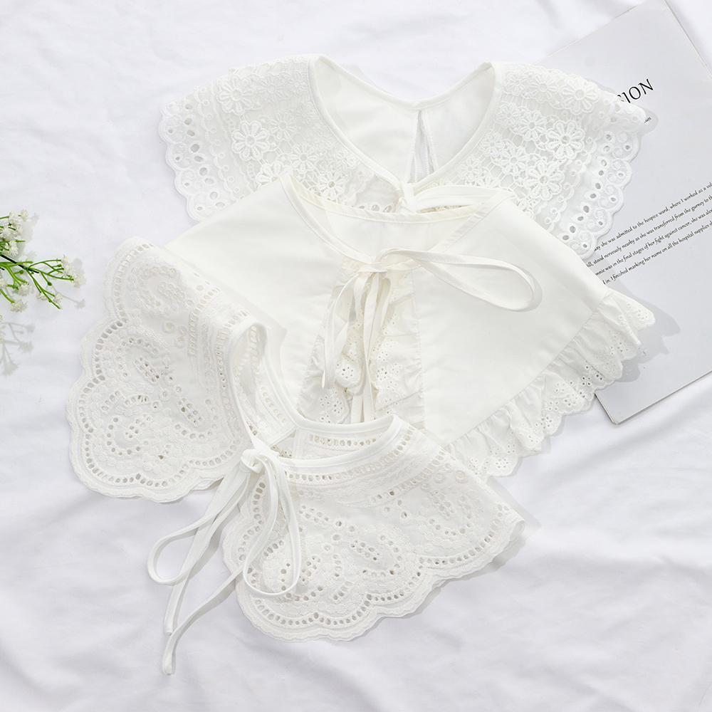 Floral Lace Vintage Clothes Accessories Shirt False Tie Shawl Lapel Blouse Top Fake Collar