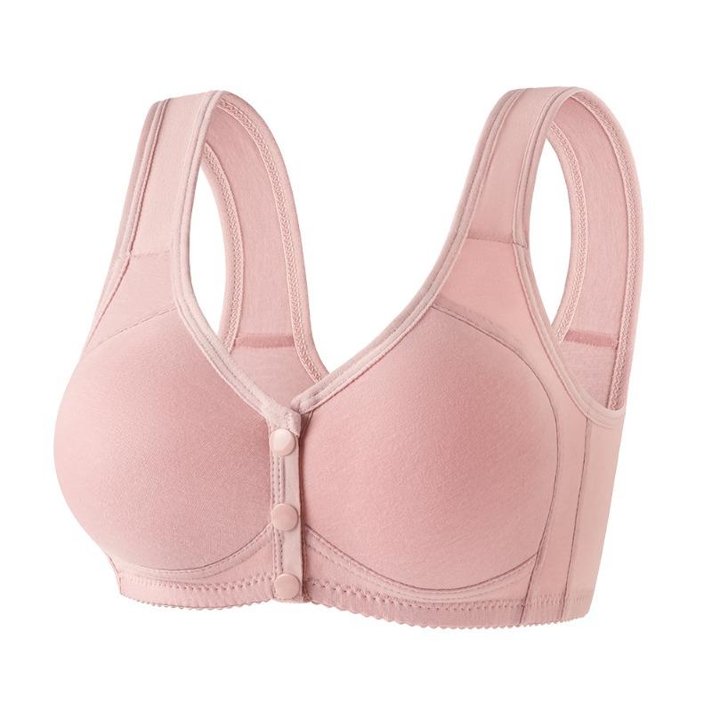 White Cotton Front Closure Bra with Wide Comfort Straps and Non Wired Support