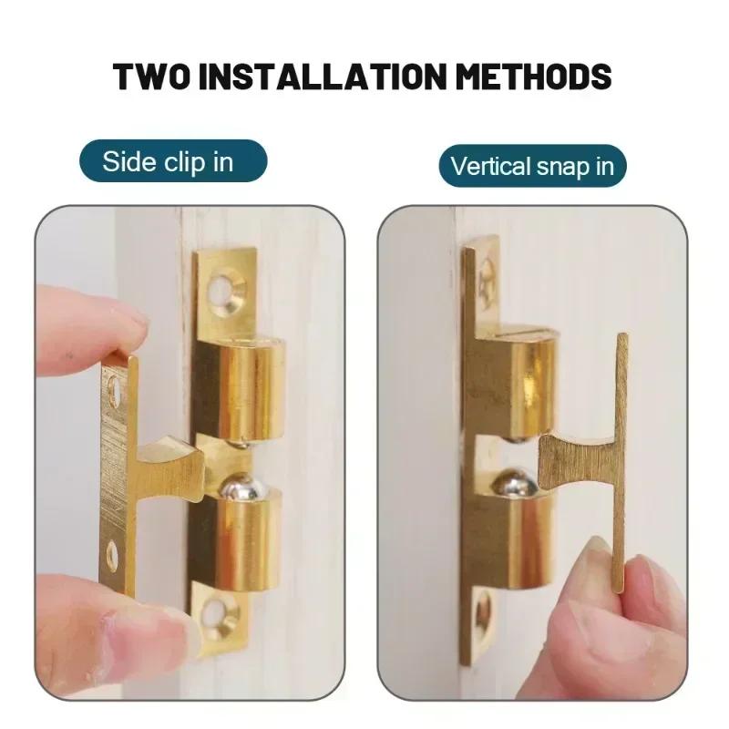 Furniture Door Ball Latch Brass Double Roller Spring Ball Catch Latches Cabinet Closet Door Adjustable Tension Latch