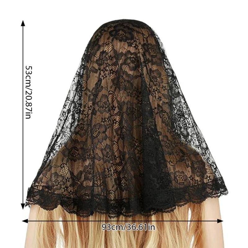 Bridal Veil Bride Elaborate Flower Lace Mantilla Short Bachelorette Party Bride Veil Party Head Scarf Head Covering