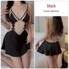 Women's Lace Bow Pajama Set - Camisole & Nightgown with Sweet See-Through Design
