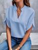 2024 Summer Fashion Women's V-neck Loose Solid Color Casual Top