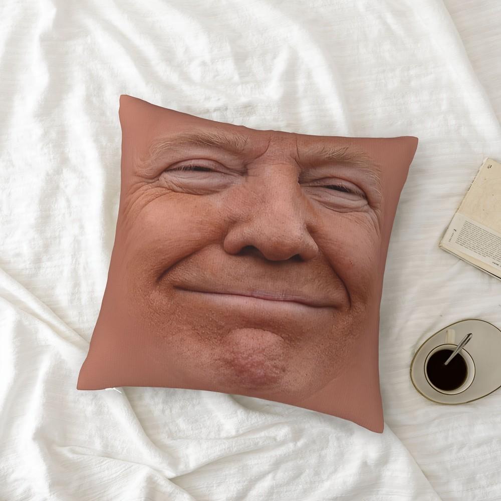 VIKAMA Funny 3D Face Pillowcase, Ultra-Realistic Smiling Print Cushion Cover, Soft Polyester Decorative Pillowcase, Home Decor