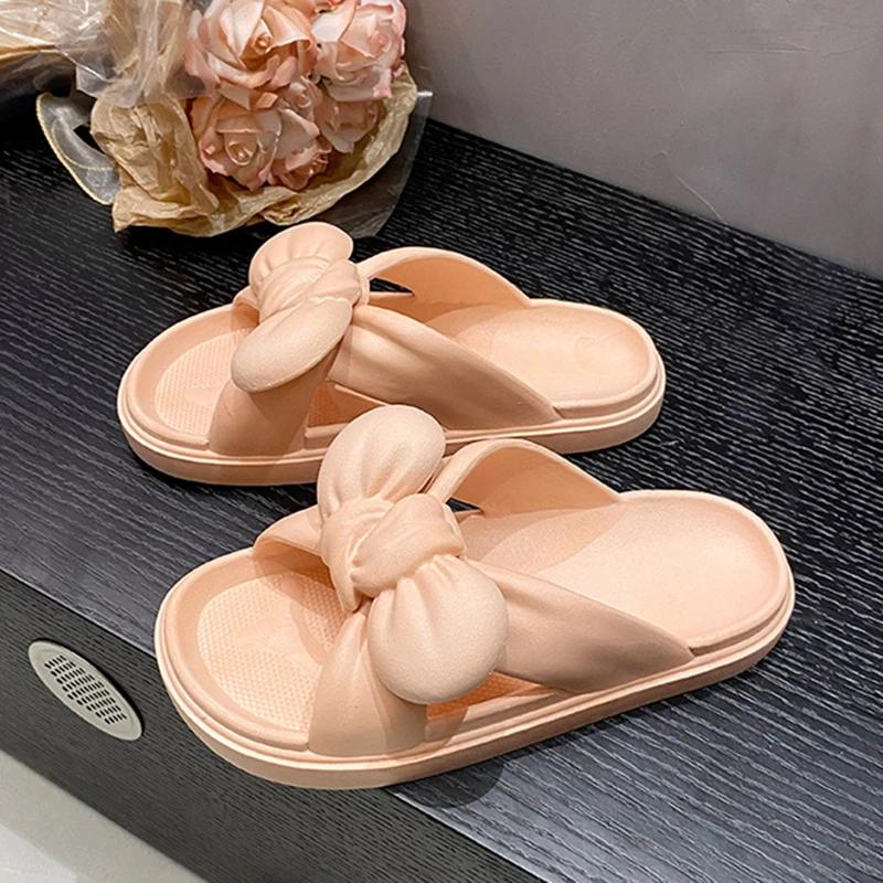 Fira Bågtofflor Dam Sommarskor Inomhus Hemma Halkfria Tjock Sula Pvc Svalkande Tofflor Enfärgade Lediga Sandaler Skor
