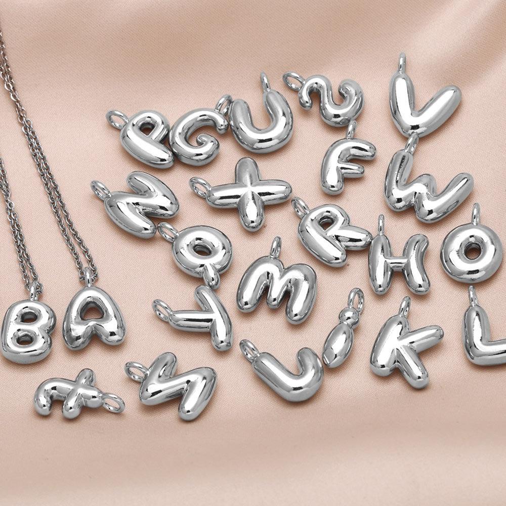 Creative Copper Color Chunky Balloon Bubble Initial Letter Pendant Choker Necklaces for Women Custom Personalized Jewelry