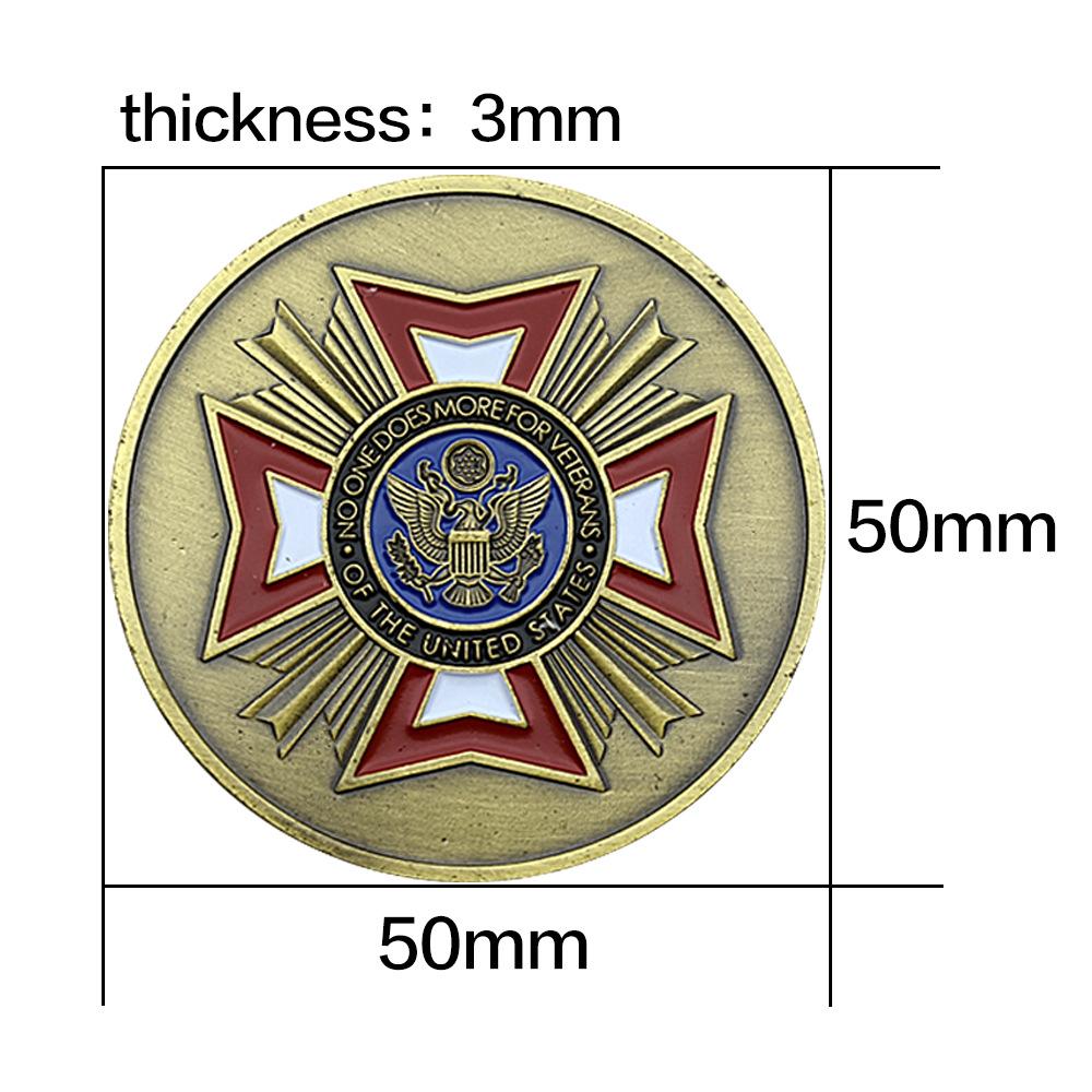 US Veterans Badge Copper Coin, US Army's Five Major Service Gold Coins Commemorative Badge Collectibles, Challenge Coins