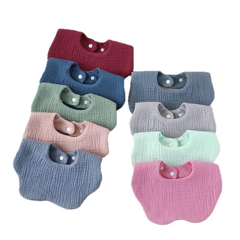 6 Layer Muslin Baby Bibs 360 Degree Rotating Drool Bibs Flower Shaped Solid Soft Skin Friendly For Infants