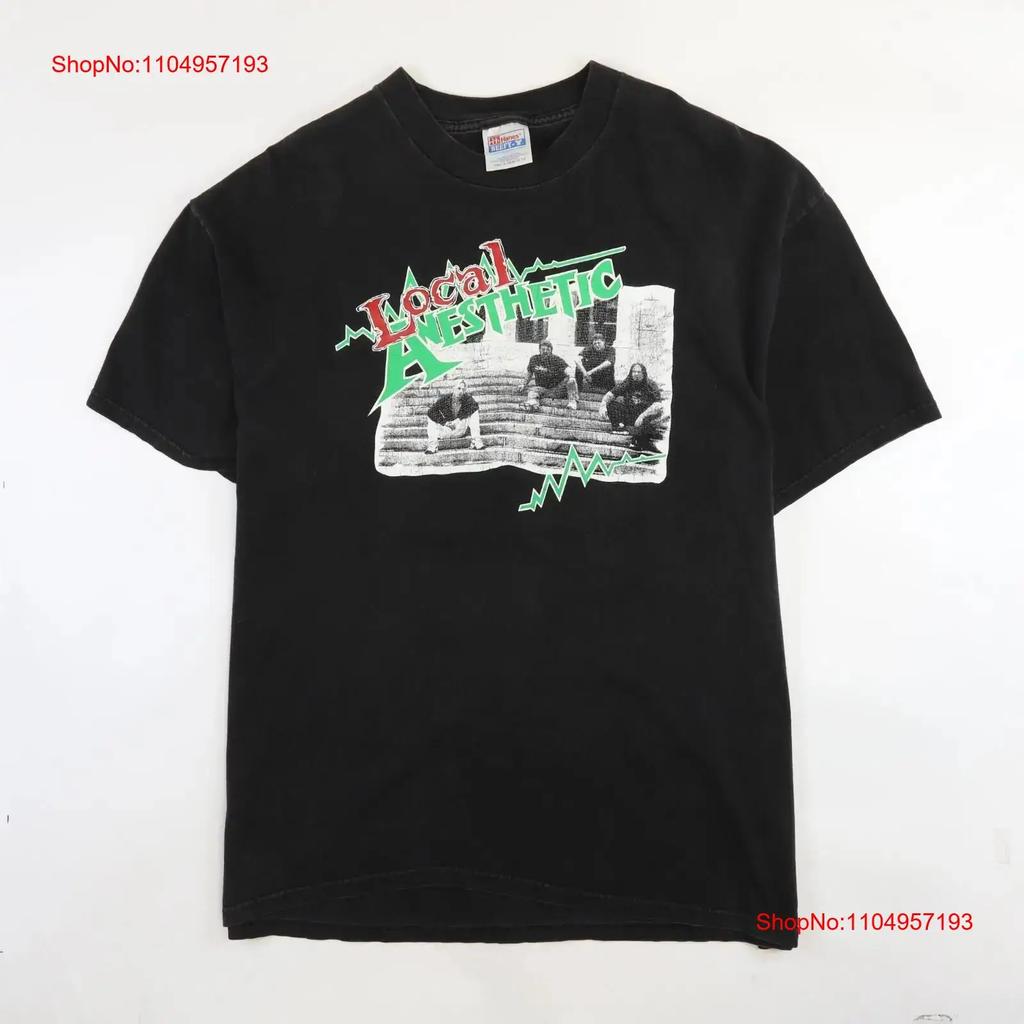 Vintage Koszulka z Lokalnym Środkiem Znieczulającym Rozmiar XL Zespół Dwustronna vintage Prana moda Codzienna Unisex Lekko Miękka streetwear
