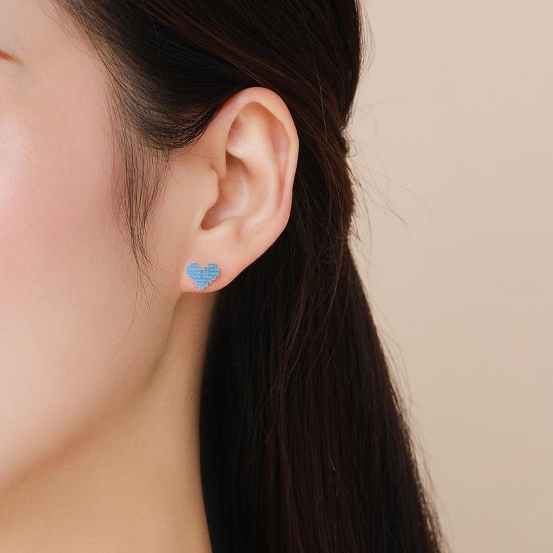 MODIAN Ohrstecker aus 925er-Sterlingsilber, Vintage-Türkis, für Damen, romantische Herz-Ohrstecker, hypoallergen, feiner Schmuck