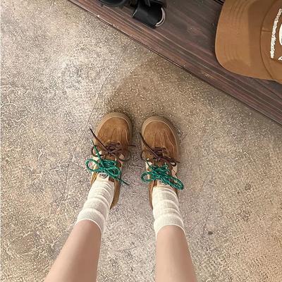 Miu-style Ism~ Color Matching Round Head Thick-soled German Training Shoes for Women's Autumn New Height-increasing Casual Forrest Gump Shoes Sports B