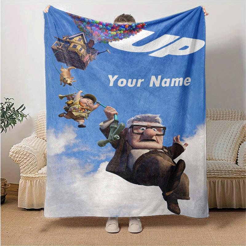 Custom 1pc Adventure Balloons Flags. Blanket, Soft And Comfortable Blanket, Casual Warm, Camping Travel Blanket, Birthday Gift Q910316