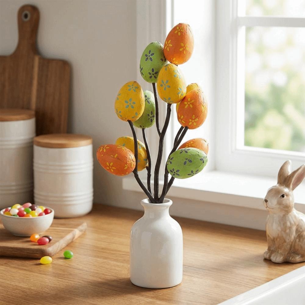 DIY Painting Artificial Flower Arrangements Vibrant Colors Easter Egg Ornaments  Wedding Decor