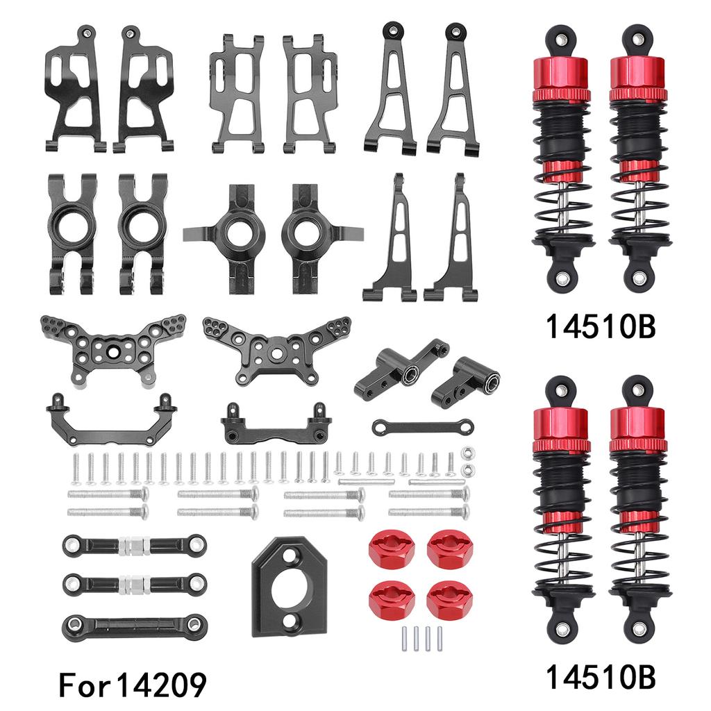 Mjx 14210 14209 H14BM Metal Steering Cup Upper Lower Swing Arm Set Shock Tower Bracket Body Post Hyper Go RC Car Upgrade Parts