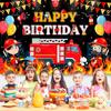 Sfondo a Tema Pompieri e Camion dei Pompieri Cartoni Animati Decorazioni Compleanno Ragazzo Fiamme Rosse Articoli per Feste Sfondo Fotografico