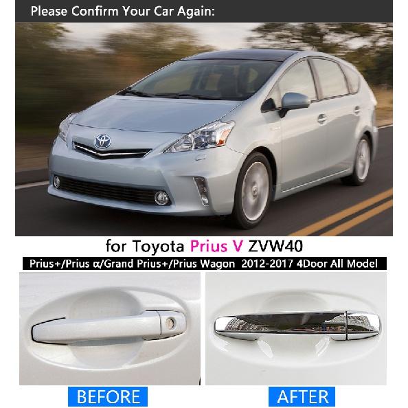 For Toyota Prius V Prius 40 ZVW40 / Grand Prius+ 2012 - 2017 New Chrome Car Door Handle Cover Trim Sticker Car