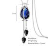 Collares largos y colgantes para mujer, collar de cadena con tulipán azul, suéter llamativo, joyería de cristal plateado a la moda 2021