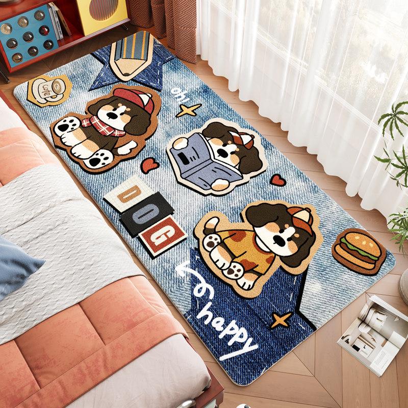 Cartoon Puppy Imitation Cashmere Rug - Thick, Wear-Resistant, Cold-Insulating Floor Mat for Home Bedroom or Bay Window 40x120 cm