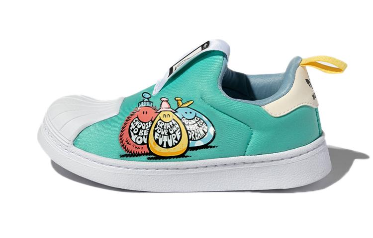 Kevin Lyons x Adidas Originals SUPERSTAR 360 Низкие Скейтбордические кроссовки Зеленый Белый Детские Возраст 3 7 Лет H02737 32