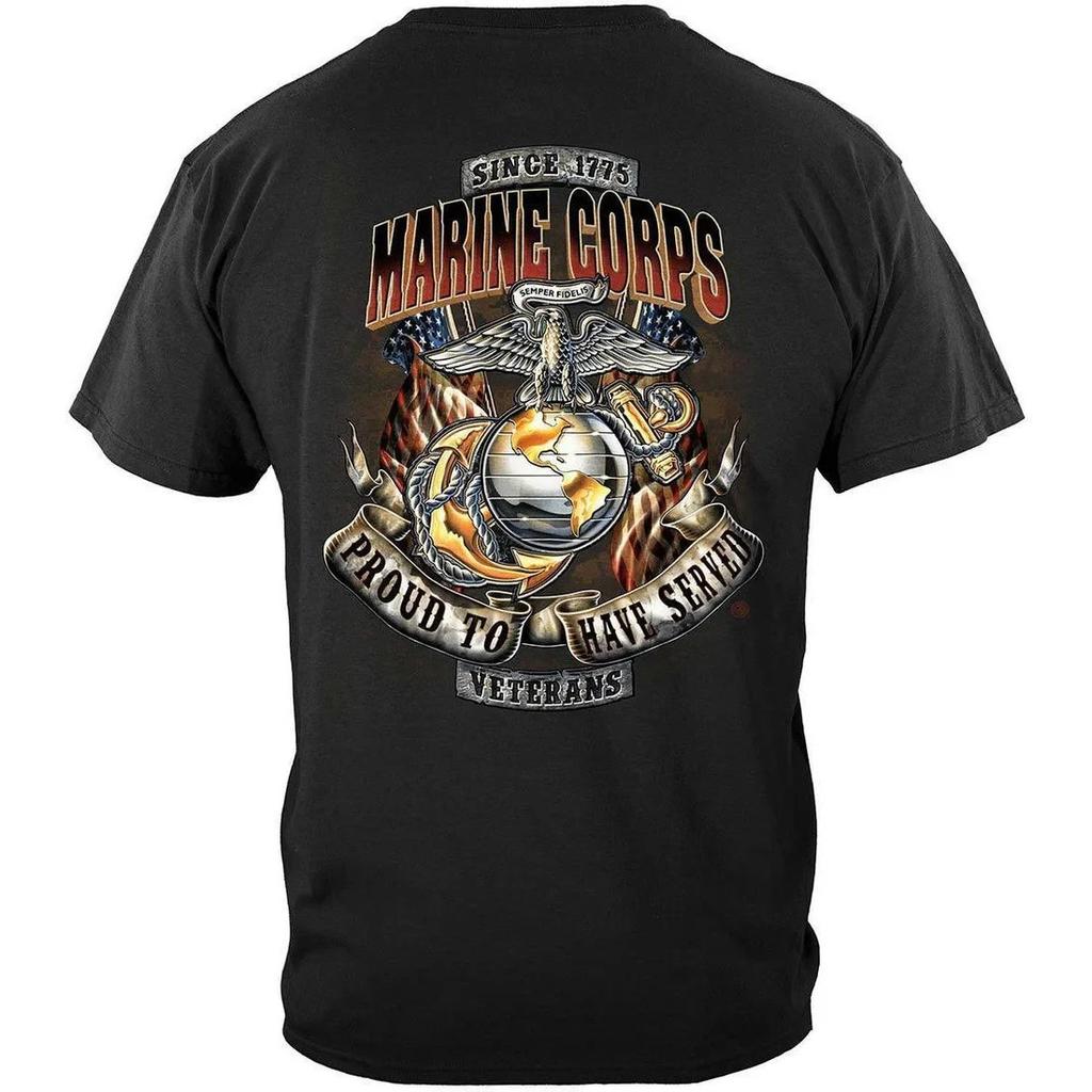 Marines Veteran T-Shirt USMC Military Patriotic Tribute USA Graphic Tee