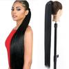 Ponytail Hair Extension Clip In Fake Wig Hairpiece Synthetic Blonde Wrap Around Pigtail Long Smooth Overhead Pony Tail