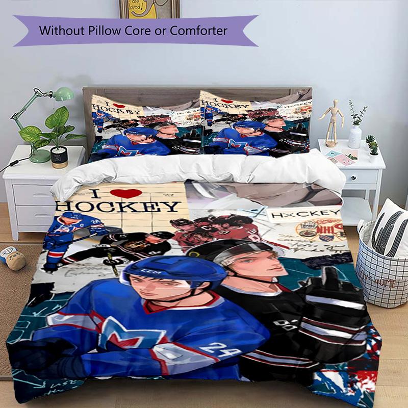 3pcs Duvet Cover Set (1*Duvet Cover + 2*Pillowcase, Without Core), Heated Rivalry Print Bedding Set, Bedroom Decor, All‑Season, Birthday Gift