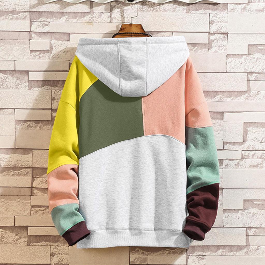 Men's 2021 Color Block Patchwork Loose Hoodie for Couples