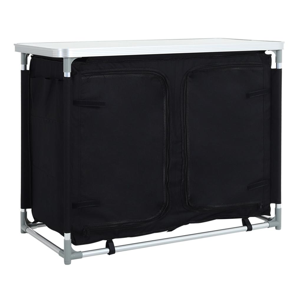 Folding Outdoor Kitchen Cupboard Storage Shelf Table