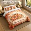 Autumn Harvest Theme Personalized 3Pcs Bedding Set Custom Text & Name 1 Sheet 2 Pillowcases Household Bedding 1pc