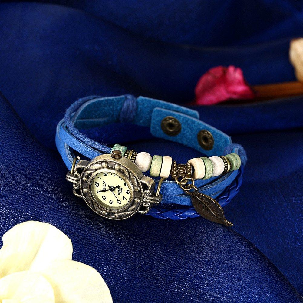 Jewelry Brand Popular Bracelet Retro Leather Genuine Leather Bracelet Watch Braided Handmade Color Orange Retro Leaf Plant Leaf Bracelet Watch Men's