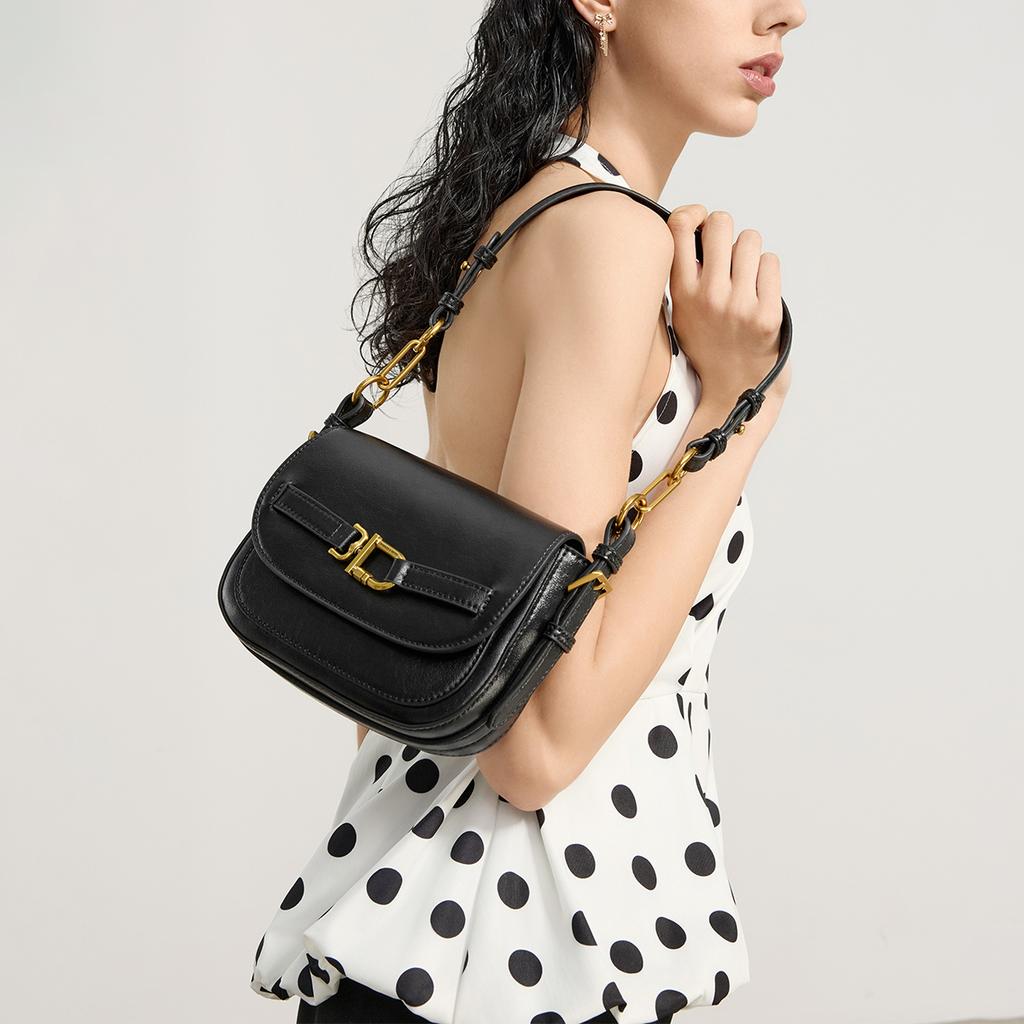Charles & Keith Summer Minimalist Crossbody Bag Women bags Chocolate Black Cream CK2-80671870