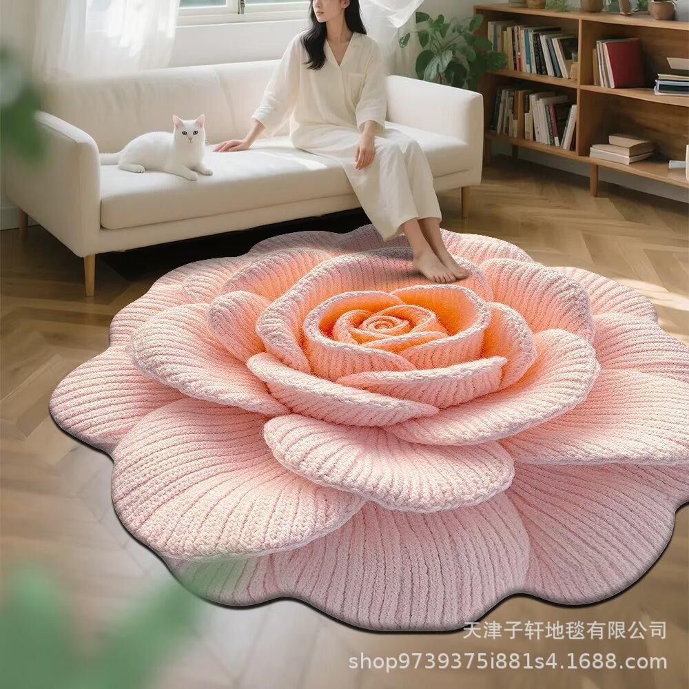 3D Flower Living Room Decoration Carpet Bedroom Bedside Carpet Bathroom Absorbent Mat
