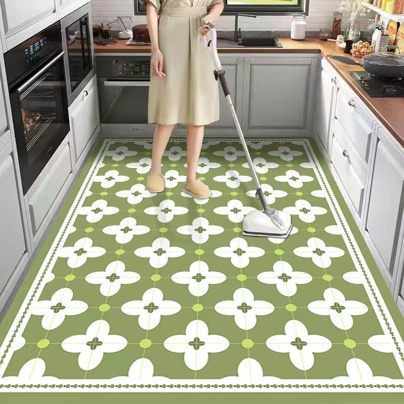 

Стійкий до плям та олії кухонний килим Домашній килим зі шкіри ПВХ Американський ретро килимок для підлоги на балконі Великої площі Килими, що миються та не ковзають 100x160cm