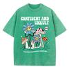 Confident And Unruly Mushroom Flowers Printed Washed T-Shirts Women Summer Cotton T Shirt Comfortable Loose Top Clothes