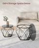 Round coffee tables, set of 2 side tables, modern style, removable top, steel frame, for living room, slate gray and a