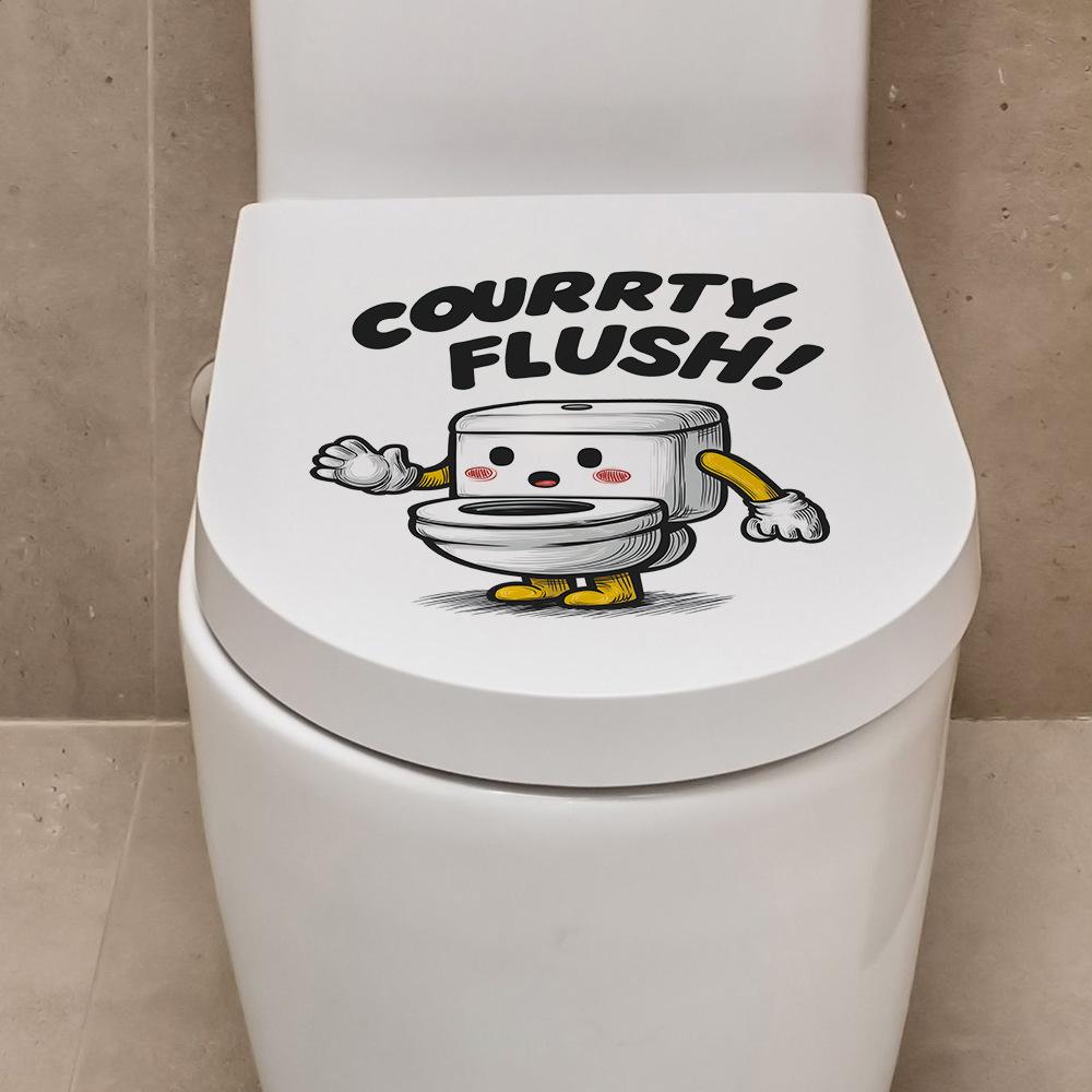 Cartoon Toilettenfiguren und englische Slogans für Badezimmer-Toilette Toiletten-Dekorationsaufkleber