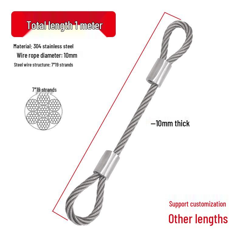 Rust-Proof, Wear-Resistant Steel Wire Rope with Aluminum Head - High Load-Bearing, Corrosion-Resistant, Thickened for Outdoor Industrial Safety