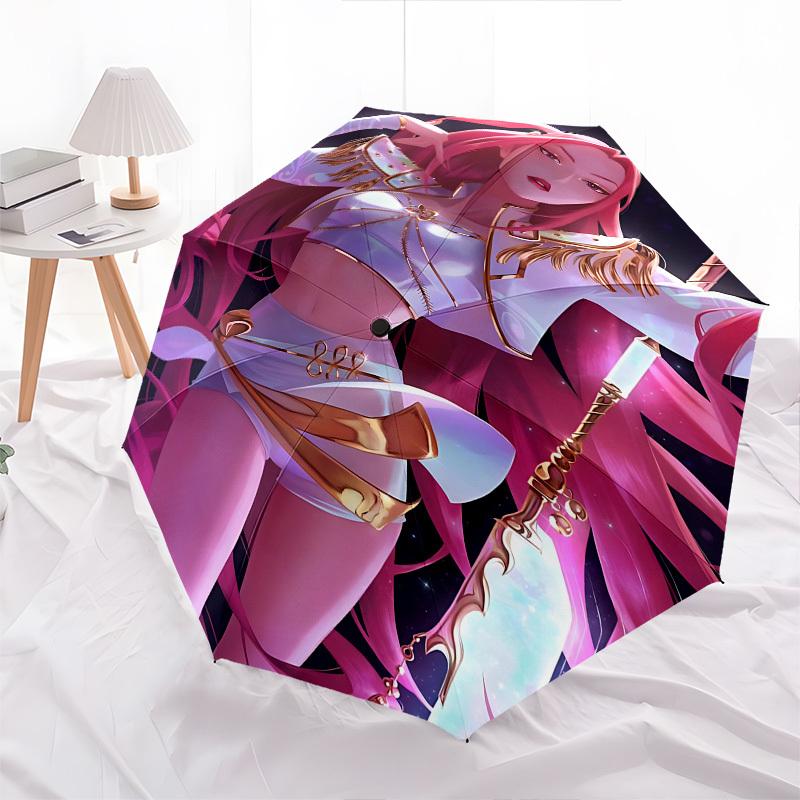 K-POP Anime Mädchengruppe Thema Automatisches Öffnen und Schließen Regenschirm - 8 Rippen, Geeignet für Freizeit und Ausgehen, Outdoor-Accessoire, Gothi