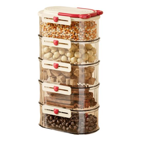 3/4/5 ks Uzavřená sklenice Stohovatelná sada úložných boxů na koření Kompaktní design Průhledné nádoby na koření Organizér do zásuvky na koření