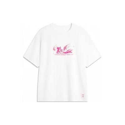 Li Ning X League Of Legends Collaboration Printed Letter Crew Neck Pullover Short Sleeve T-Shirt Unisex T-Shirt White AHSUA97-1