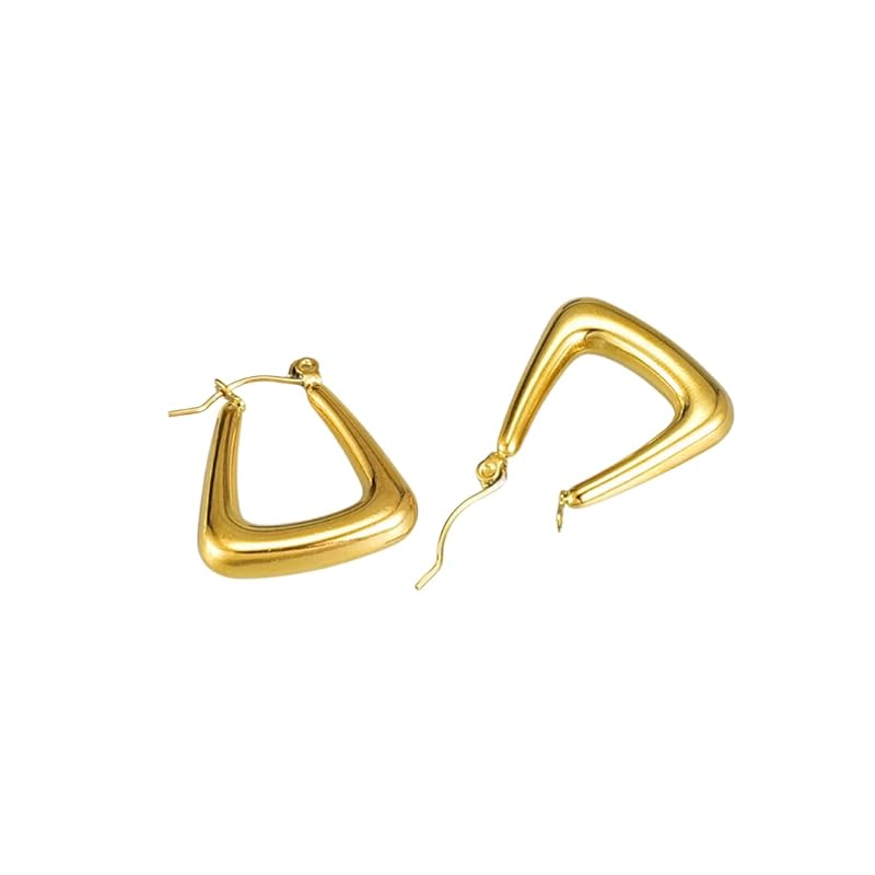 

[AJIRO ACCESSORY]P218 (Gold) earrings stainless catchless gold hoop hoop earrings gift present simple casual Popularity